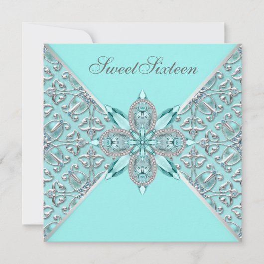 Turquoise verjaardagsfeestje kaart (Voorkant)