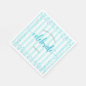 Turquoise verjaardagsglitter stippen strepen moder servet (Hoek)