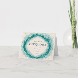 Turquoise Verjaardagskaart voor December met Dankj Bedankkaart