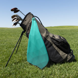Turquoise verloop geometrisch mesh patroon golfhanddoek