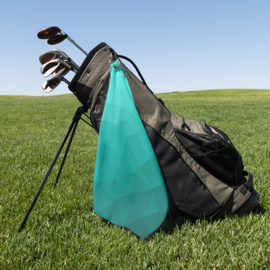 Turquoise verloop geometrisch mesh patroon golfhanddoek (Groen)