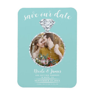 Turquoise Verlovingsring Bling Foto Bewaar de Datu Magneet