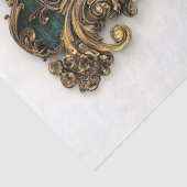 Turquoise verouderd hout, gouden rand AN7 Decoupag Tissuepapier (Detail)