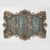 Turquoise verouderd hout, gouden rand AN7 Decoupag Tissuepapier (Voorkant)