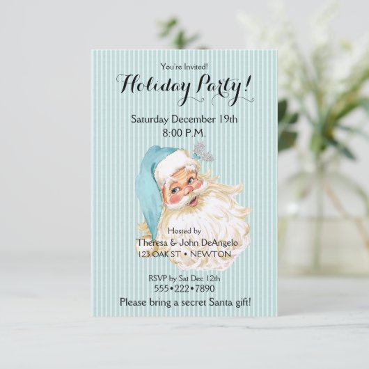 Turquoise  Victoriaans kerstman Kaart (Staand voorkant)