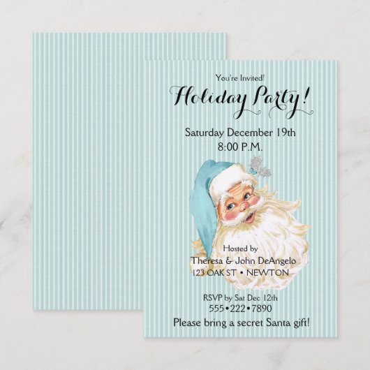 Turquoise  Victoriaans kerstman Kaart (Voorkant / Achterkant)