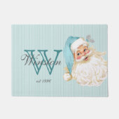 Turquoise Victoriaans Santa Claus Monogram Deurmat (Voorkant)