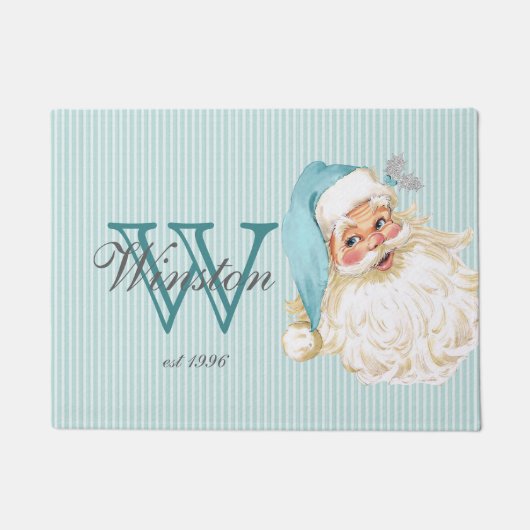 Turquoise  Victoriaans Santa Claus Monogram Deurmat (Voorkant)