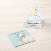 Turquoise  Victoriaans Santa Claus Stripe Kartonnen Onderzetters (Insitu)