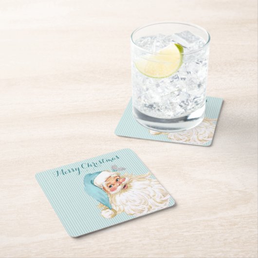 Turquoise  Victoriaans Santa Claus Stripe Kartonnen Onderzetters (Insitu)