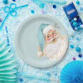 Turquoise Victoriaans Sinterklaas Shabby Papieren Bordje (Feest)