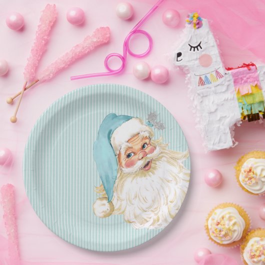 Turquoise Victoriaans Sinterklaas Shabby Papieren Bordje (Feest)