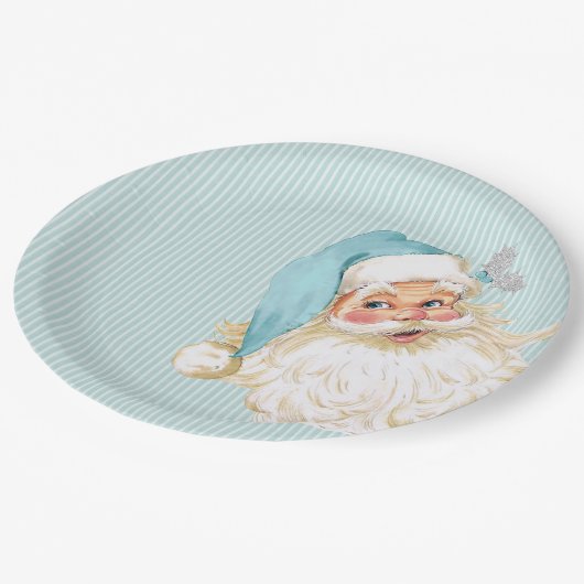 Turquoise  Victoriaans Sinterklaas Shabby Papieren Bordje (Gekanteld)