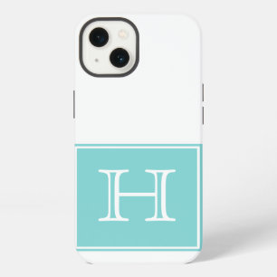 Turquoise Vierkant Monogram iPhone 13 Hoesje