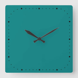 Turquoise vierkante wandklok met of zonder cijfers