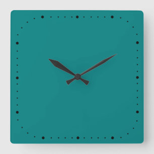 Turquoise vierkante wandklok met of zonder cijfers