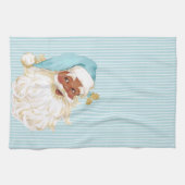 Turquoise Vintage Kerstman van Kleur Theedoek (Horizontaal)