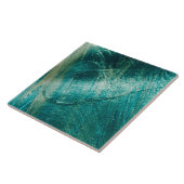 Turquoise vintage ruwe textuur stijlvol tegeltje (Zijkant)