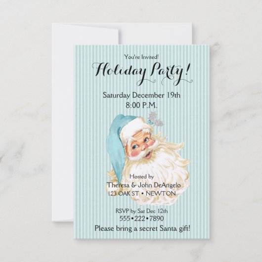 Turquoise Vintage Victoriaanse Kerstman Kaart (Voorkant)