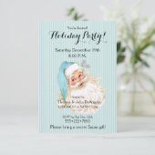 Turquoise Vintage Victoriaanse Kerstman Kaart (Staand voorkant)