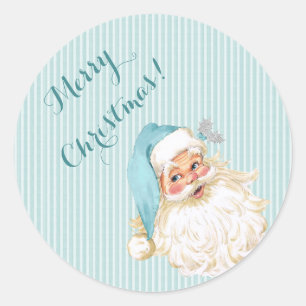 Turquoise Vintage Victoriaanse Kerstman Ronde Sticker