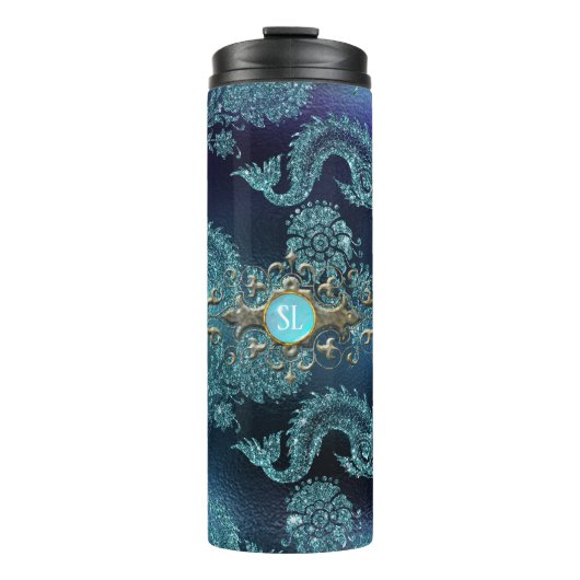 Turquoise Vintage Zeemeermin Thermosbeker (Voorkant)