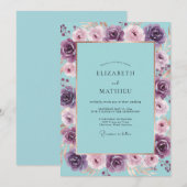 Turquoise Violet Ranunculus Sage Bruiloft Kaart (Voorkant / Achterkant)