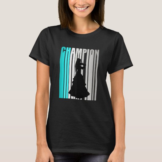 Turquoise Violin Champion Retro Design Orchestra V T-shirt (Voorkant)