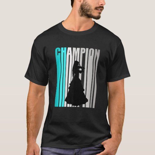 Turquoise Viool Kampioen Retro Design Orchestra V T-shirt (Voorkant)