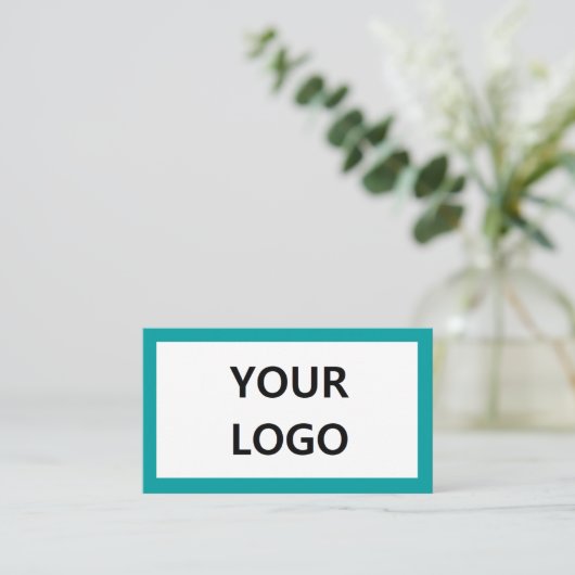 Turquoise Visitekaartje met Logo Uw Eigen Ontwerp (Staand voorkant)