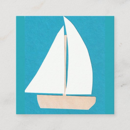 Turquoise-Visitekaartje met Sailboot Vierkante Visitekaartje (Voorkant)