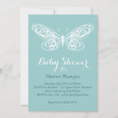 turquoise vlinder Baby shower uitnodiging (Voorkant)