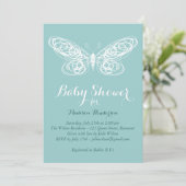 turquoise vlinder Baby shower uitnodiging (Staand voorkant)