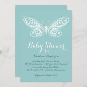 turquoise vlinder Baby shower uitnodiging (Voorkant / Achterkant)