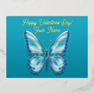 Turquoise Vlinder Folie Feestdagen Briefkaart