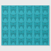 Turquoise Vlinder Inpakpapier  (Vlak)