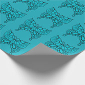 Turquoise Vlinder Inpakpapier  (Hoek)