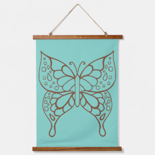 Turquoise Vlinder Kunst Tapijt  Hangend Wandkleed
