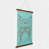 Turquoise Vlinder Kunst Tapijt Hangend Wandkleed (Gebogen)