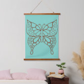 Turquoise Vlinder Kunst Tapijt Hangend Wandkleed (Slaapkamer)
