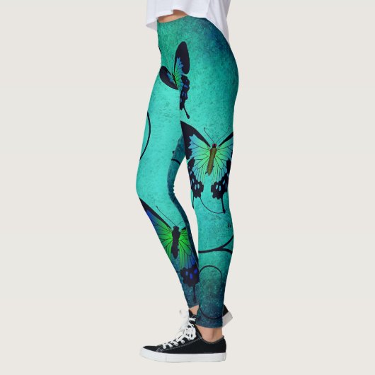 Turquoise vlinder Leggings (Links)