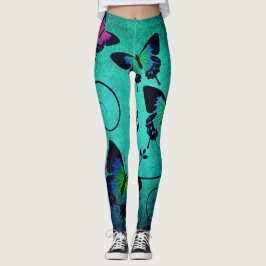 Turquoise vlinder Leggings