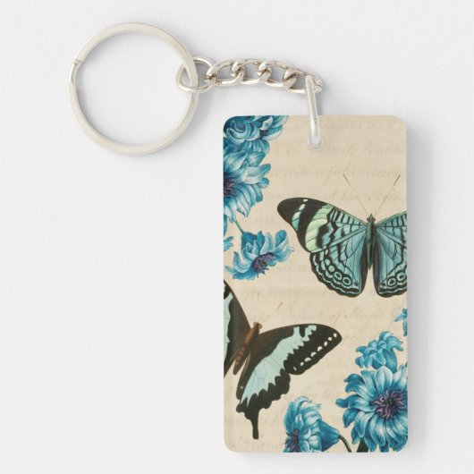 Turquoise vlinder sleutelhanger (Voorkant)
