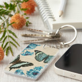 Turquoise vlinder sleutelhanger (Voorkant Rechts)