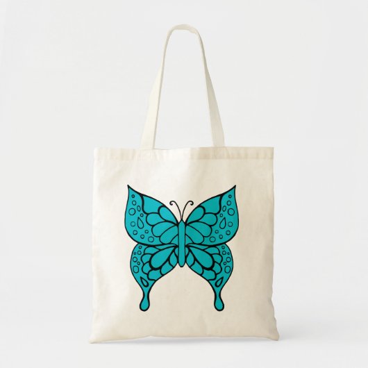 Turquoise Vlinder Tote Tas (Voorkant)