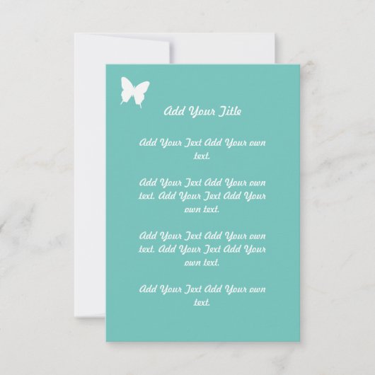Turquoise Vlinder Trouwstationery Kaart (Voorkant)