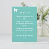 Turquoise Vlinder Trouwstationery Kaart (Staand voorkant)