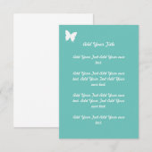 Turquoise Vlinder Trouwstationery Kaart (Voorkant / Achterkant)