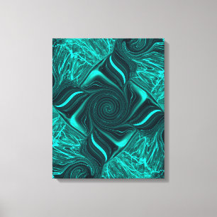 Turquoise Vloeibare Marmer Abstracte Kunst Canvas Afdruk