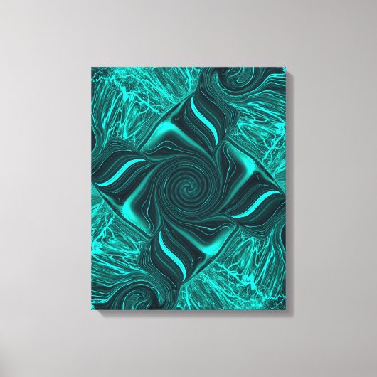 Turquoise Vloeibare Marmer Abstracte Kunst Canvas Afdruk (Voorkant)